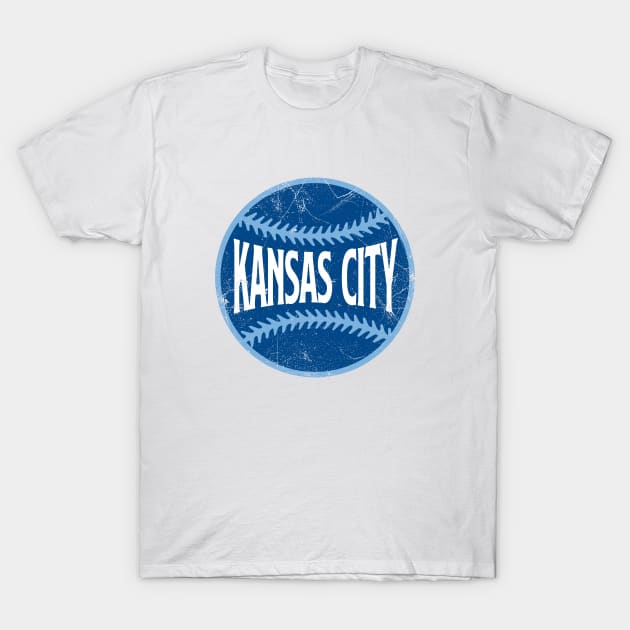 Kansas City Retro Baseball - White T-Shirt by KFig21